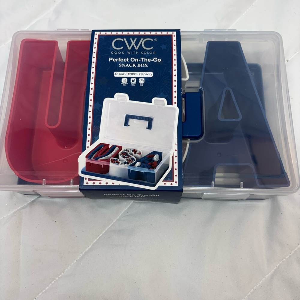 Cook with color Red white & Blue Snack Box on the go USA 4th of July snackle Box